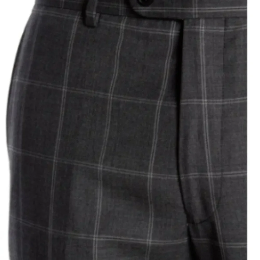 Hickey Freeman 42L, Charcoal Windowpane Regular Fit 2B Plaid 2-Piece Suit Set - Picture 8 of 9